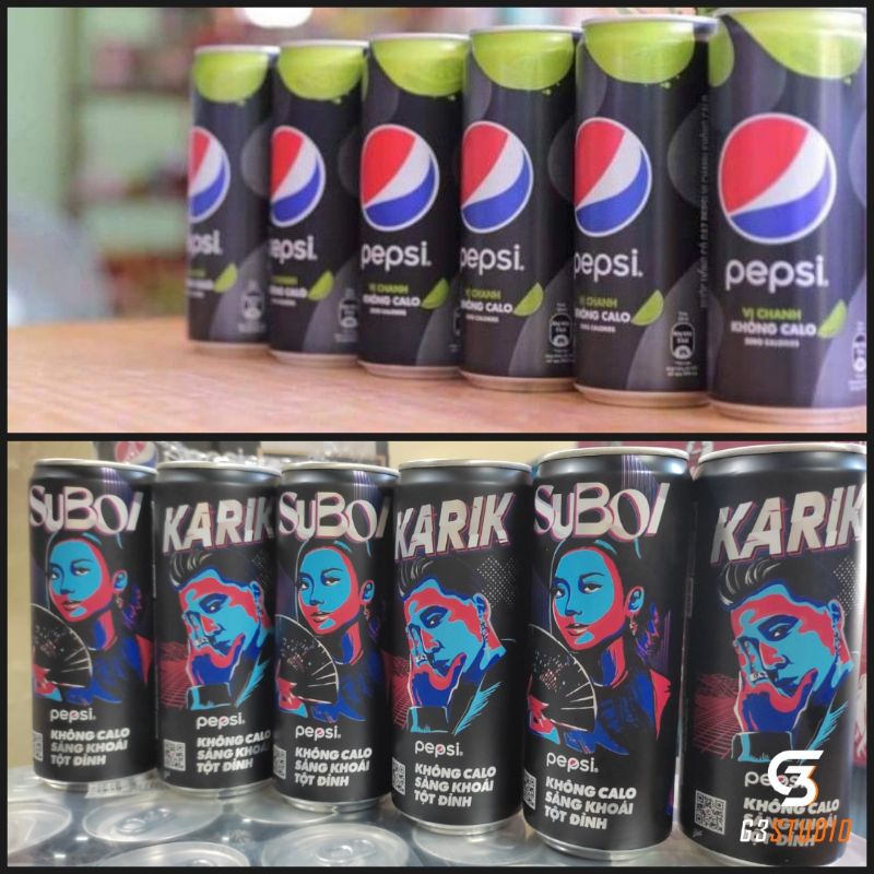 [fs 70k] Thùng 24 lon Pepsi chanh không calo 330ml và thùng 24 lon pepsi không calo 330ml phiên bản Rap Việt giới hạn