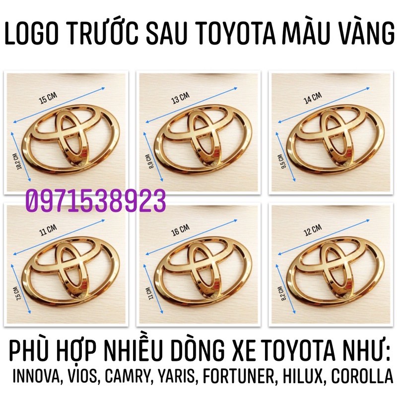 Logo TOYOTA màu vàng dành cho xe TOYOTA VIOS INNOVA FORTUNER CAMRY COROLLA ALTIS YARIS PRADO LAND CRUISER