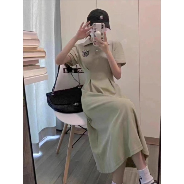 Váy polo dáng dài siết eo tôn dáng