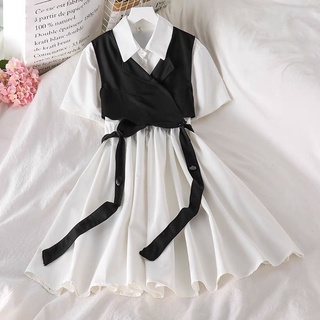 Set Váy Sơmi Trắng Áo Ghi-lê Đen Cá Tính Phong Cách  Ulzzang