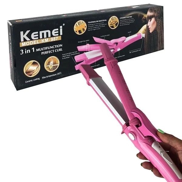 Máy Uốn, Duỗi, Bấm Tóc 3 Trong 1 Kemei Km - 987