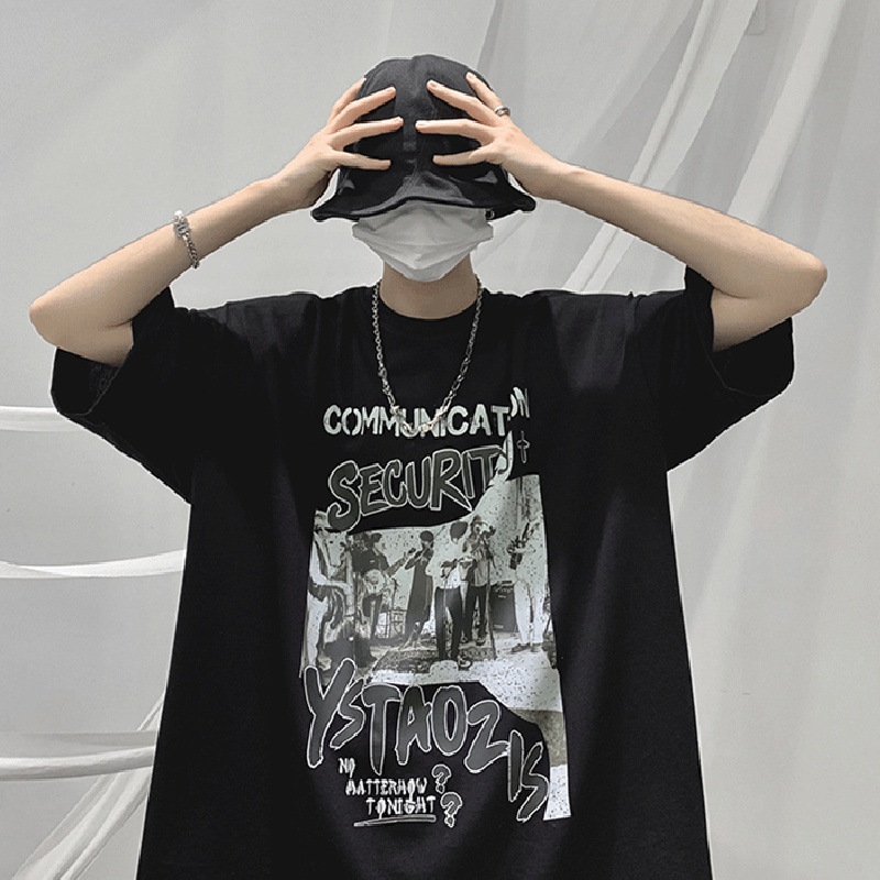 Áo Thun Tay Ngắn Dáng Rộng In Họa Tiết Hoạt Hình Phong Cách Hip Hop Thời Trang Mùa Hè Cho Nam size M-8XL