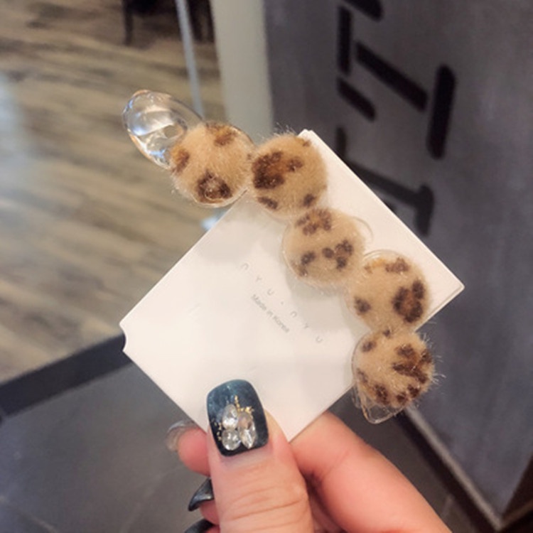 Kẹp tóc gấp 5 tròn họa tiết lông beo thời trang trẻ trung cho nữ K32