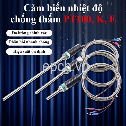 Cảm biến nhiệt độ chống thấm PT100, K, E