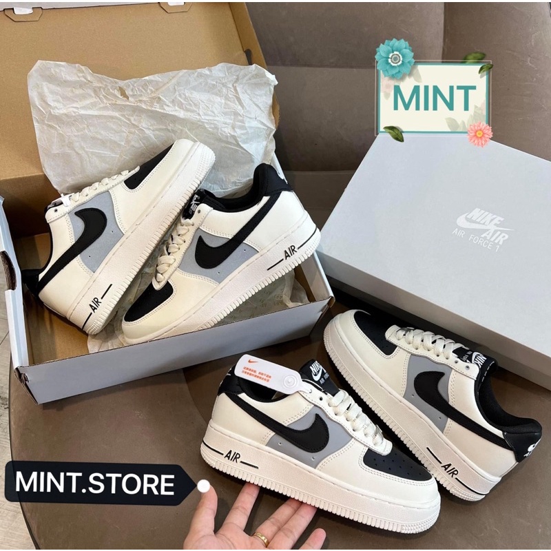 Giày thể thao sneaker kem đen xám thấp cổ