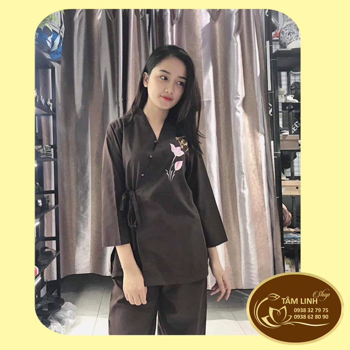 Đồ Lam Đi Chùa_Xéo Nơ Vẽ Hoa