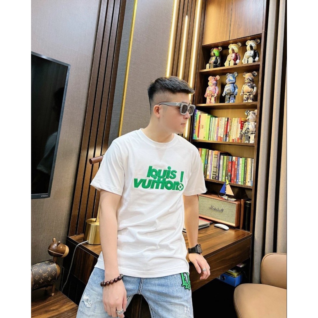 Áo Phông IN 5D LOGO LOUITVUTON Tay Ngắn Thoải Mái Hoạt Động Với Cotton Mịn Thấm Hút Du Lịch Dã Ngoại Hè Mã MT1990