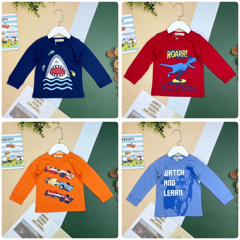 Áo bé trai thu đông in hình size 1-8 tuổi