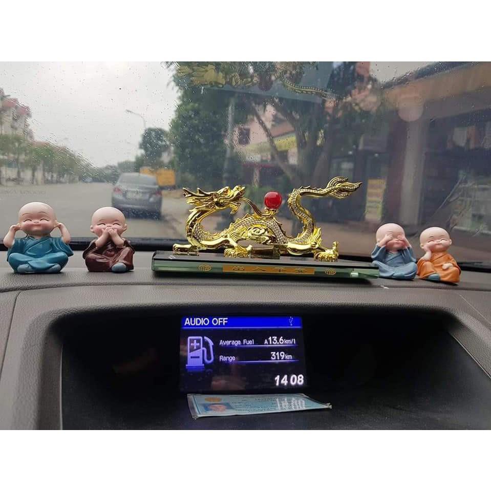 (Oto) Tượng rồng vàng nhả ngọc có đế đựng nước hoa trang trí Taplo ô tô hàng Quảng Châu