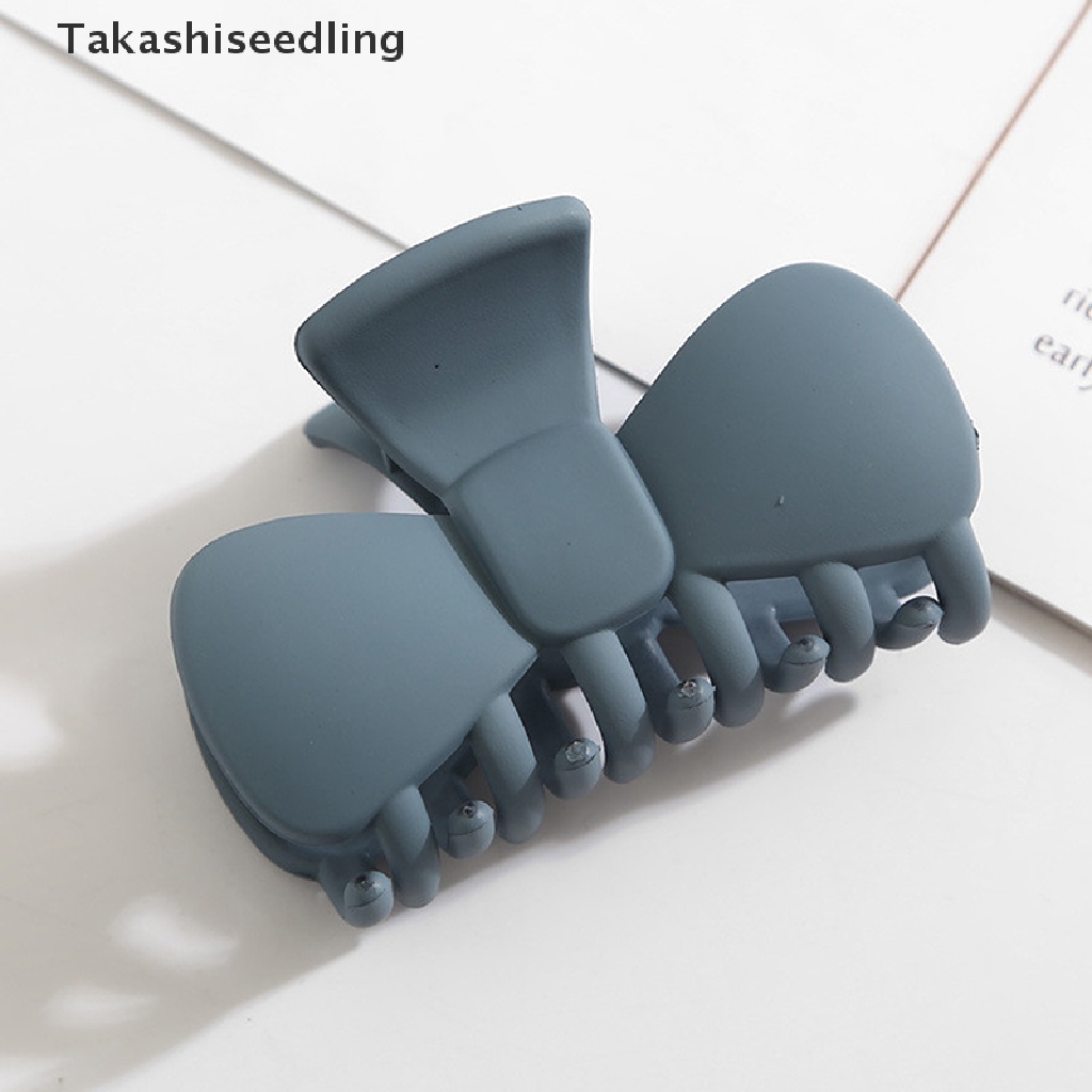 (Takashiseedling) Kẹp Tóc Càng Cua Bằng Acrylic Nhám Đính Nơ Thanh Lịch Hàn Quốc