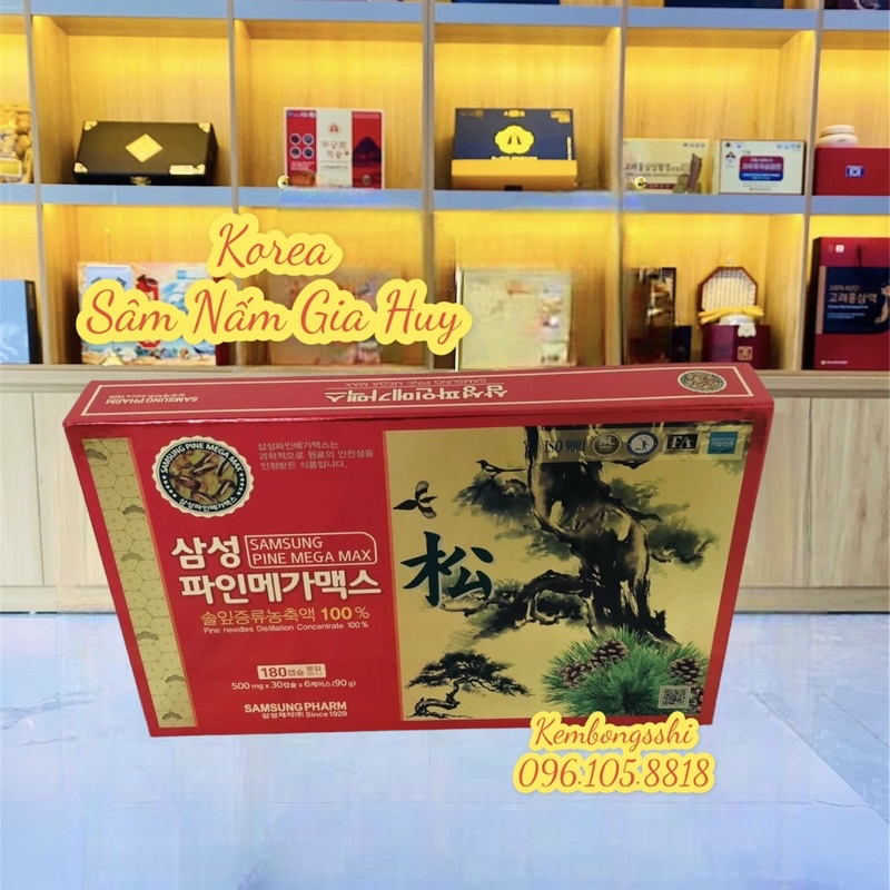 Tinh dầu thông đỏ samsung pharm Hàn Quốc, Hộp 180 viên x 500mg
