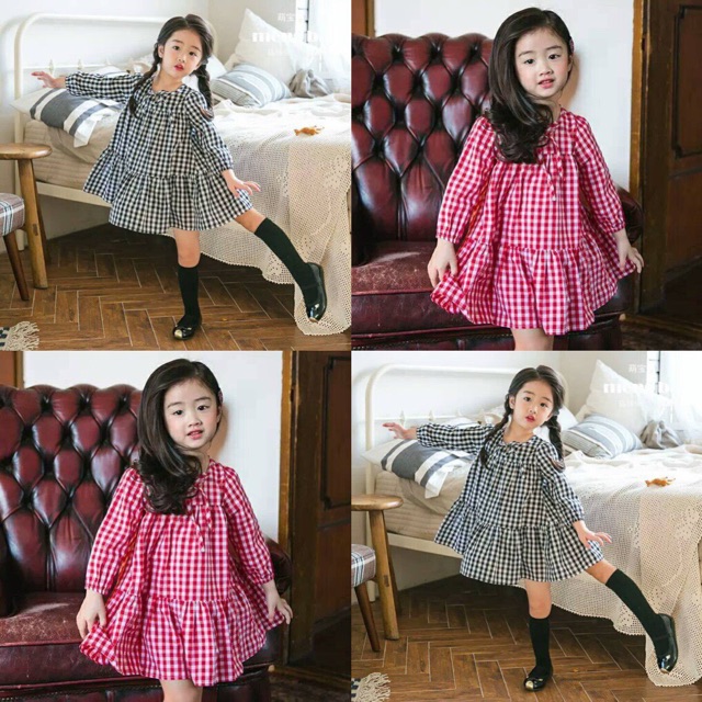 Váy sọc caro bé gái