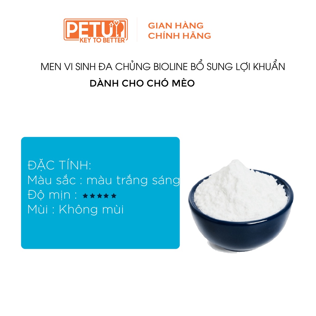Men vi sinh dành cho chó mèo PetUp Bioline Hộp 200G