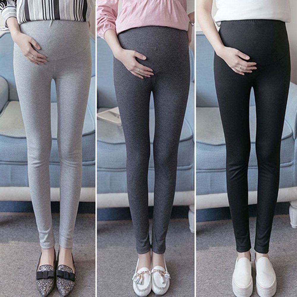 Quần Legging Lưng Cao Ôm Dáng Màu Trơn Thời Trang Cho Mẹ Bầu