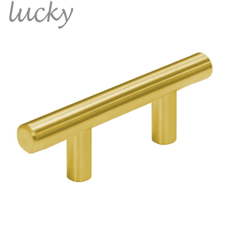 Tay nắm mở cửa tủ ngăn kéo quần áo kiểu chữ T bằng thép không gỉ màu vàng 2~14 inch