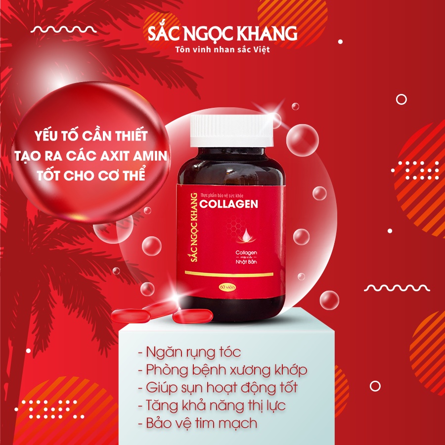 Collagen Sắc Ngọc Khang thế hệ mới nguyên chất 100% nguyên liệu nhập khẩu từ Nhật Bản [Hộp 60 viên]