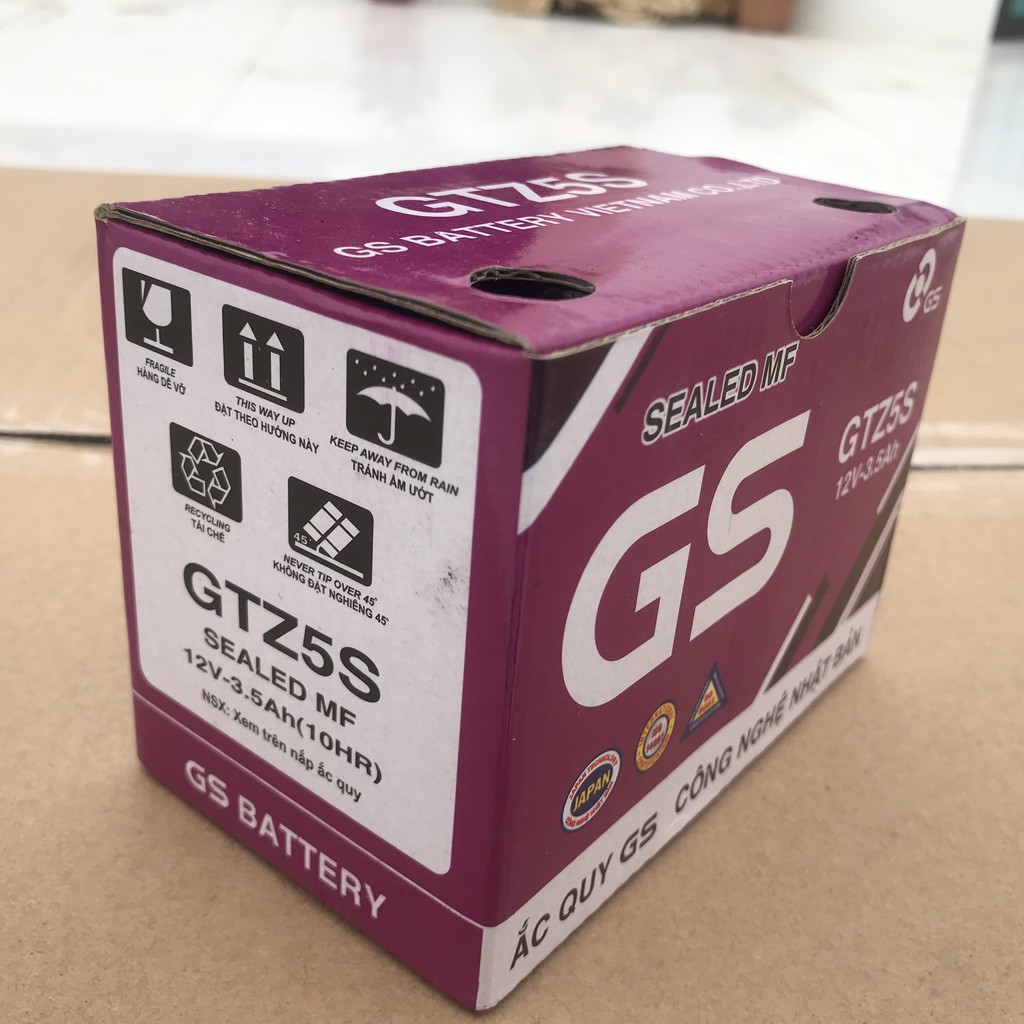 [GS] Ắc Quy Khô GS GTZ5S ( 12V-3.5Ah ) | cho xe máy Honda, Yamaha, Suzuki, SYM, airblade 110 wave 100 wave 110