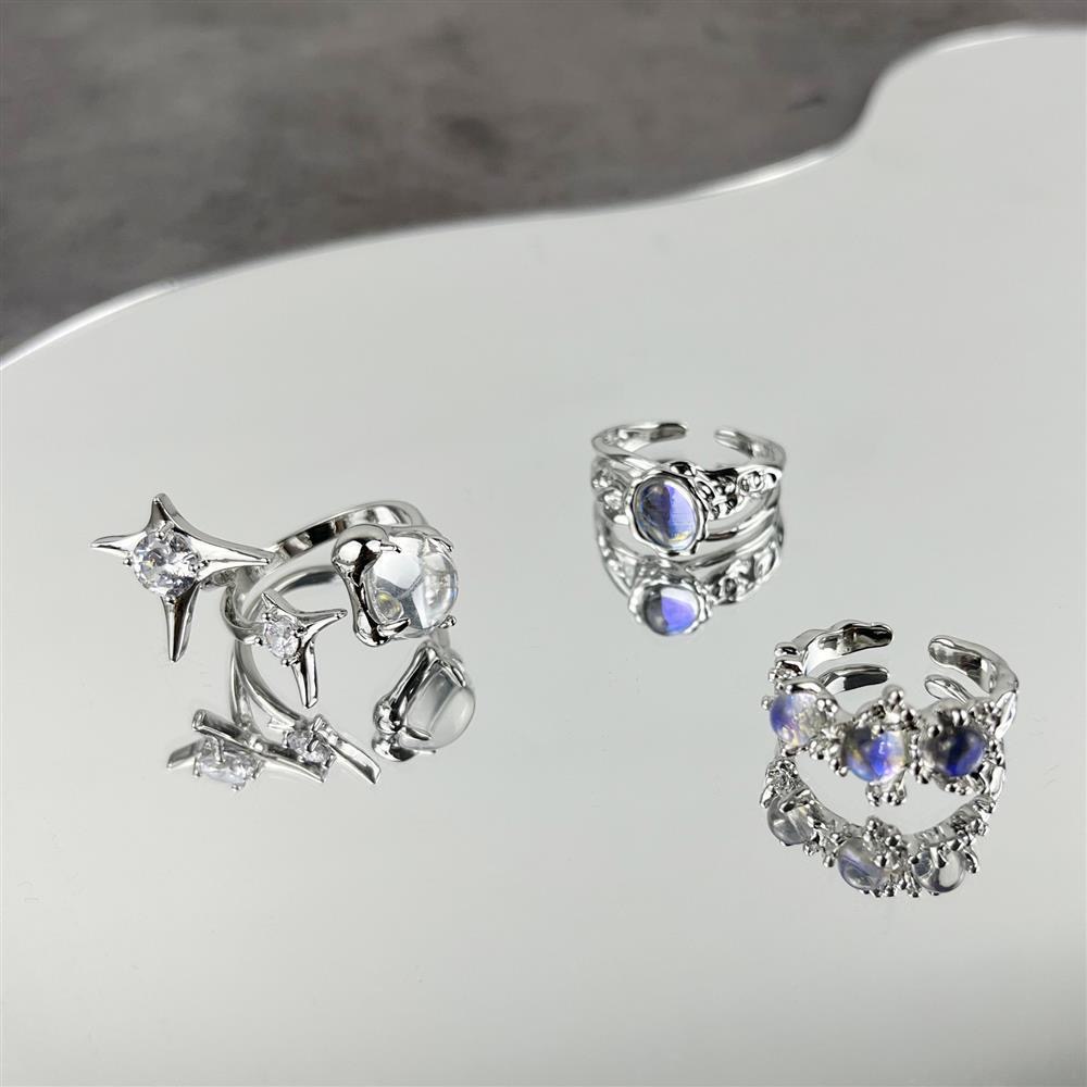 Nhẫn 17KM Y2K bạc tùy chọn kiểu dáng thời trang