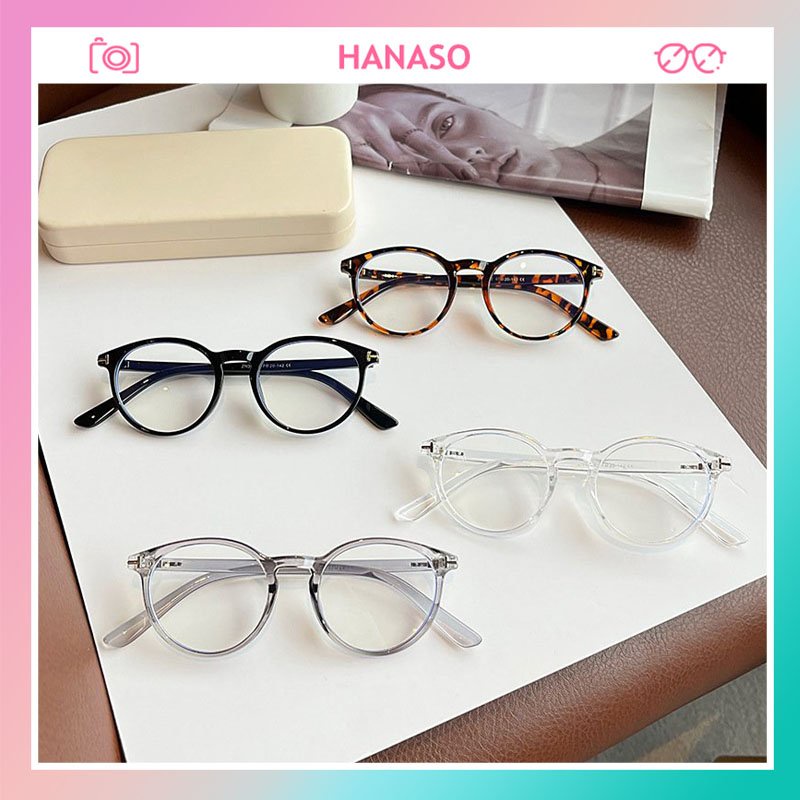 Gọng kính cận thời trang nam nữ HANASO mắt tròn ngố độc đáo màu sắc trẻ trung chống tia UV và bảo vệ mắt đẹp giá rẻ 087