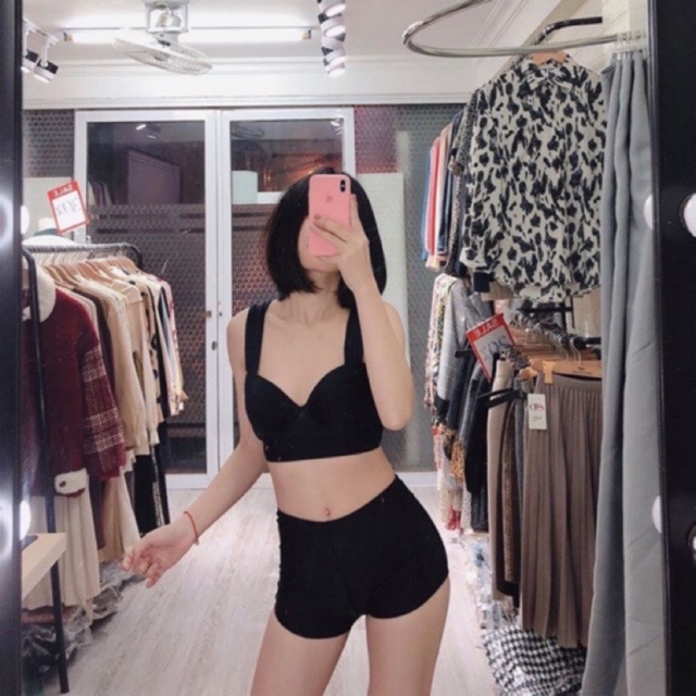 Bikini mút dày áo đan dây lưng