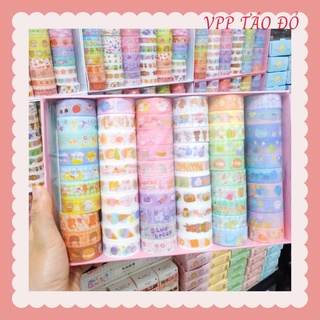 Hộp 60 cuộn washi tape dán trang trí sổ tay nhật ký nhiều mẫu xinh xắn - VPP Táo Đỏ