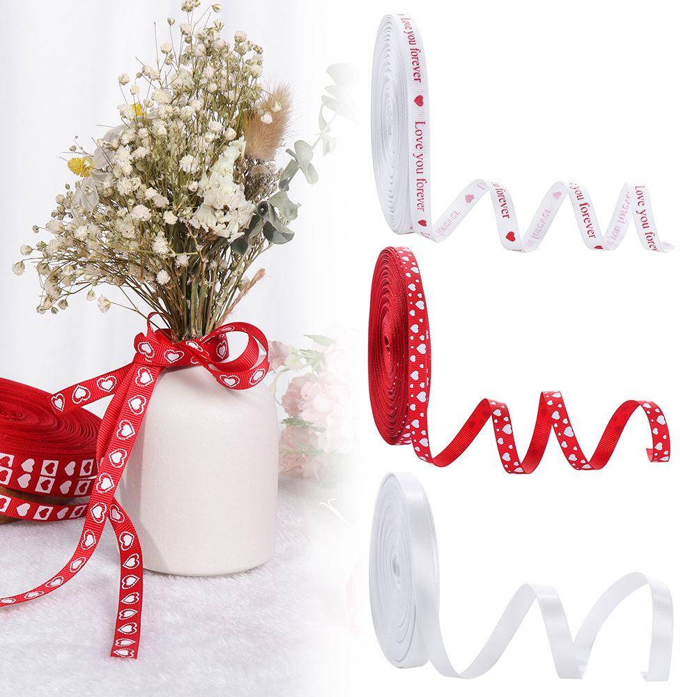 Cuộn Dây Ruy Băng Vải Satin Thắt Nơ In Họa Tiết Trái Tim Trang Trí Bánh Kem Ngày Valentine