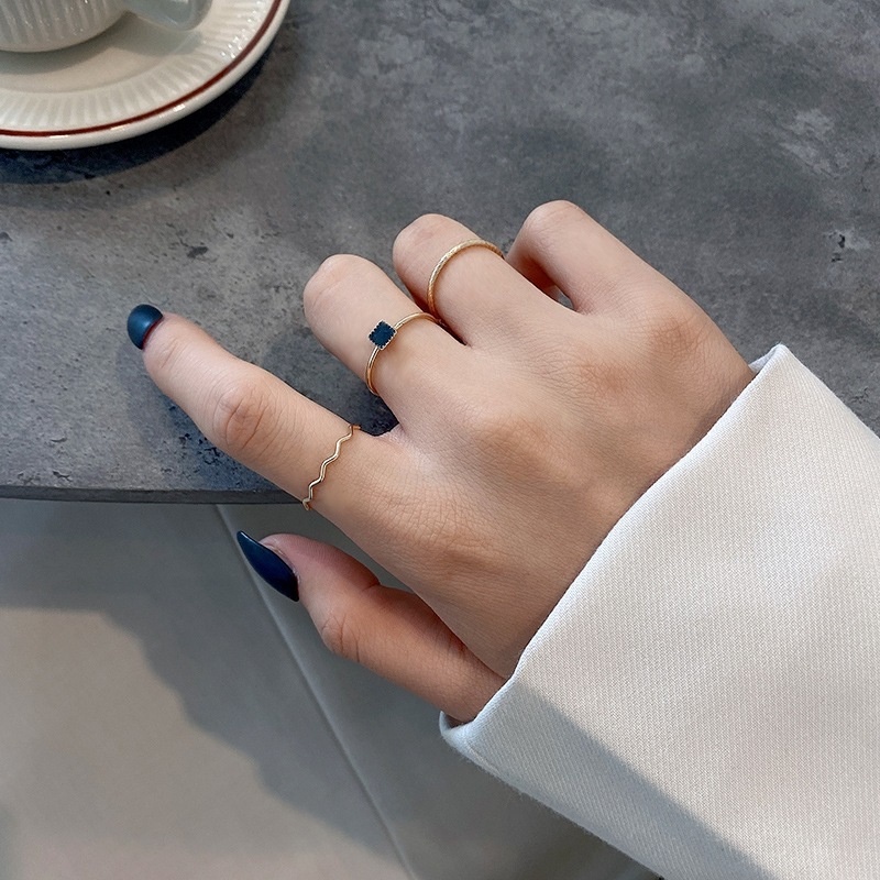 Bộ 3 nhẫn bằng hợp kim mạ vàng thời trang cho nữ