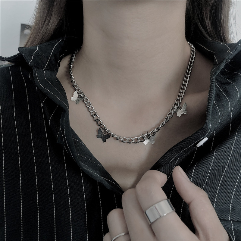 Dây Chuyền Thép Titan 22388 Mặt Hình Bướm Phong Cách Hàn Quốc Xinh Xắn Dễ Phối Đồ