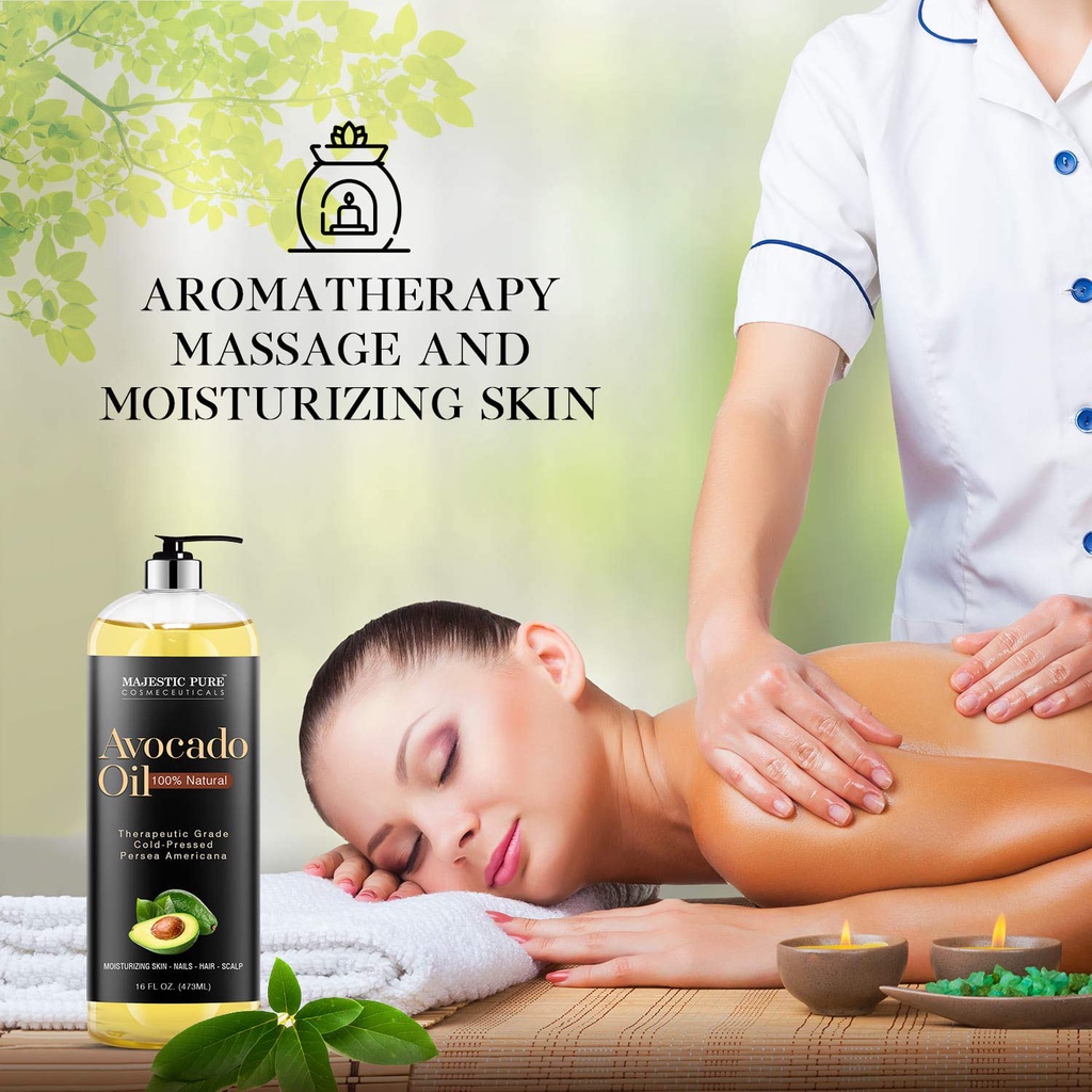 Tinh dầu massage xoa bóp Majestic Pure Avocado Oil chai 473ml [Hàng Mỹ]