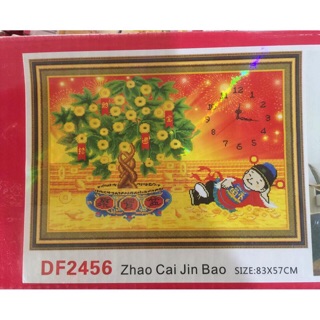 Tranh đính đá Đồng Hồ Thần Tài DF2456 (83x57cm) chưa đính
