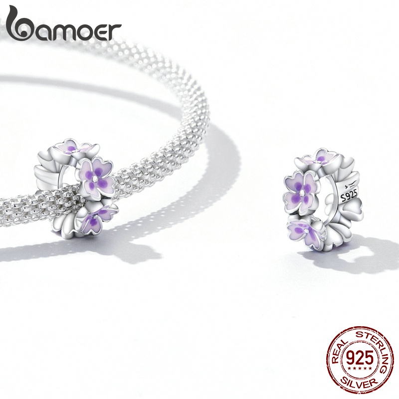 Hạt phụ kiện BAMOER SCC2212 bạc 925 kiểu hoa thời trang để làm trang sức