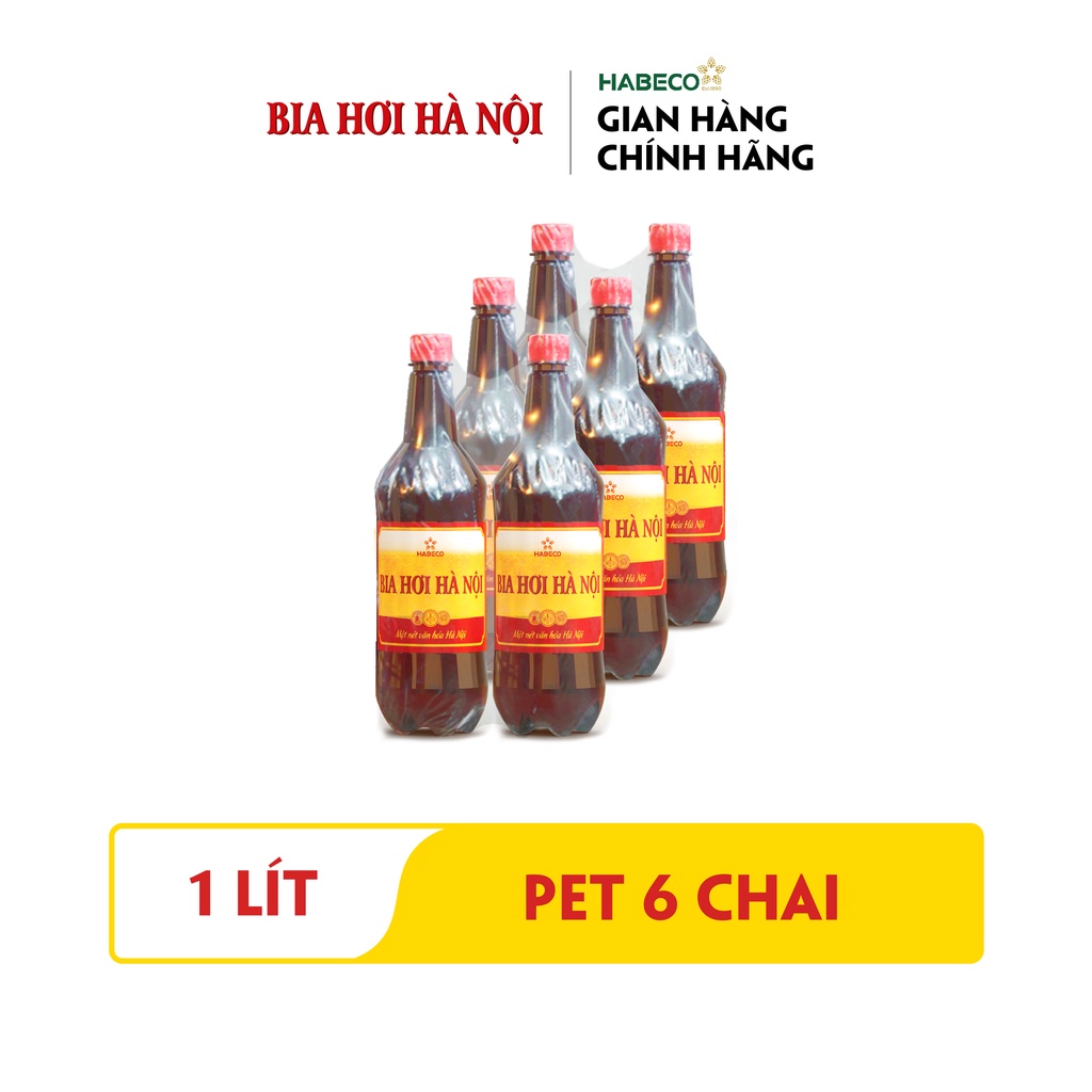 HỎA TỐC HÀ NỘI - Lốc 6 chai Bia Hơi Hà Nội - HABECO (1 lít/ chai)