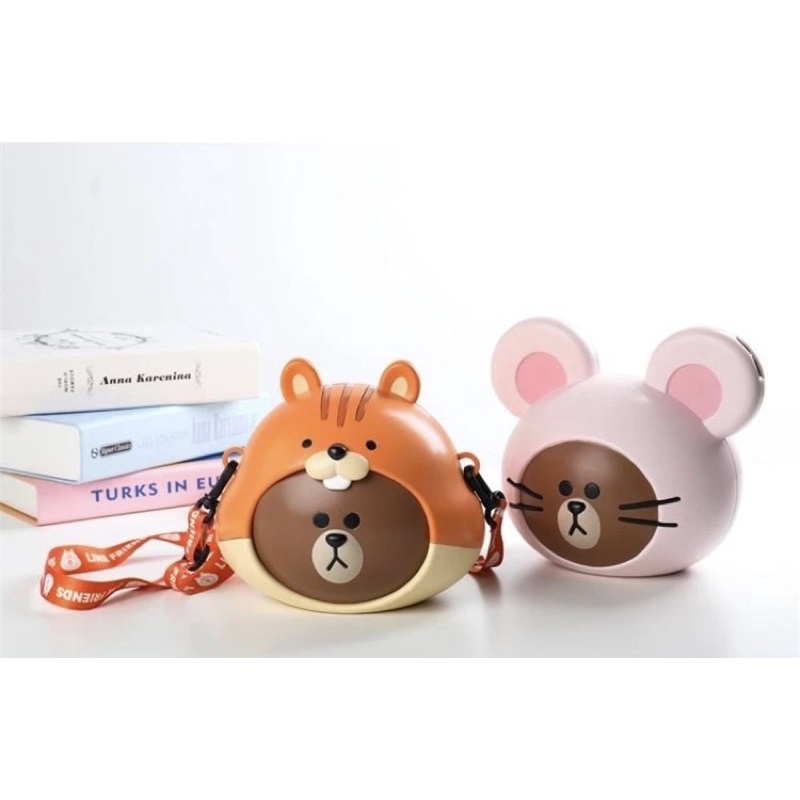 LINE FRIENDS / Túi nhựa hoạt hình LINE FRIENDS dễ thương gấu Brown  có quai đeo