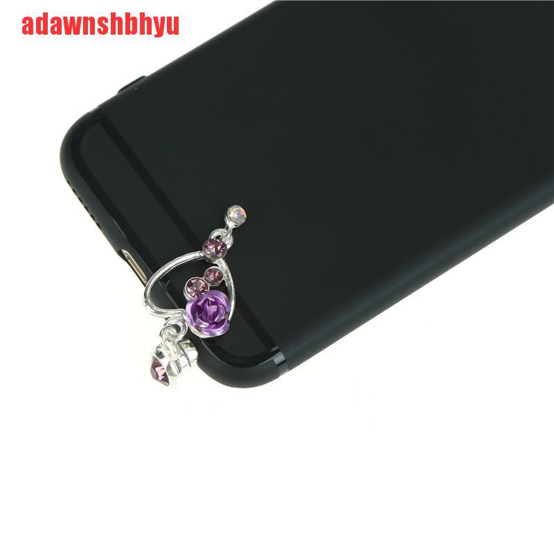 [adawnshbhyu]Peach heart rose phone dust plug cellphone accessories 3.5mm earphone dust plug
