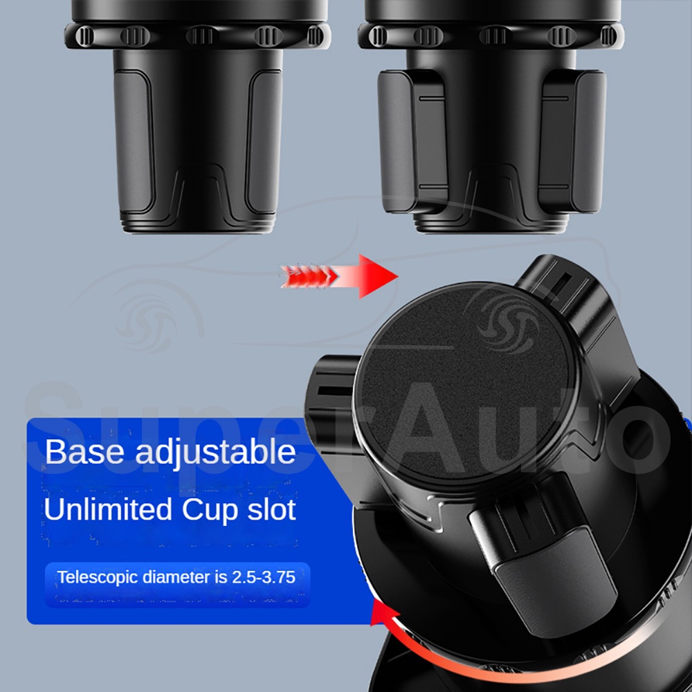 SuperAuto Giá Đỡ Cốc Nước Xoay 360 Độ Cho Xe Hơi°Giá Đỡ Điện Thoại Xoay Tròn Gắn Lỗ Thông Gió Xe Hơi