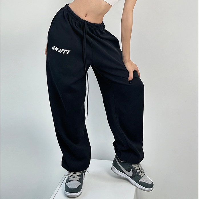 SUXI Quần Dài Lưng Cao Ống Rộng Kiểu Dây Rút Thời Trang Cá Tính Cho Nữ