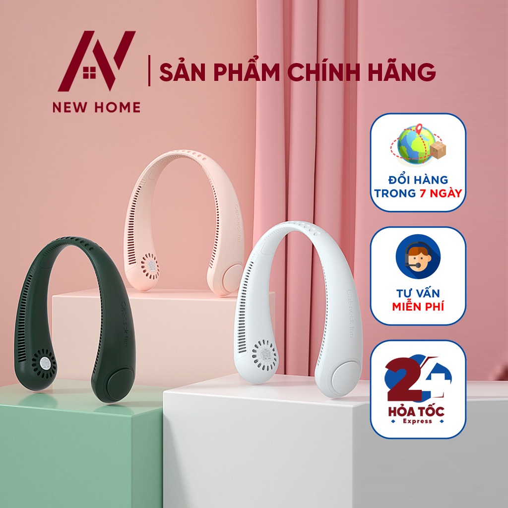 Quạt Đeo Cổ USB Mini Tích Điện Không Cánh Tiện Lợi , Quạt Tích Điện Đeo Cổ