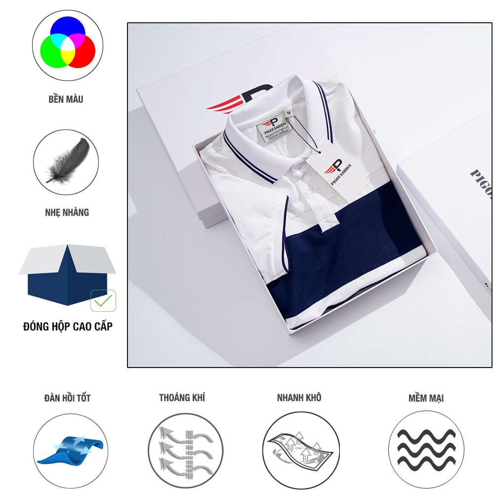 Áo polo nam đẹp kiểu ráp phối ARIX, vải cotton cá sấu thoáng mát siêu mềm mịn PPL33 PigoFashion | BigBuy360 - bigbuy360.vn