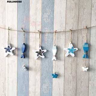 Dây treo hình cá/ sao biển bằng gỗ trang trí nội thất
