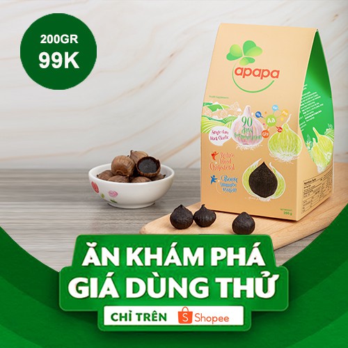 Tỏi đen nguyên vỏ APAPA 200 gr cho người tiểu đường, hỗ trợ huyết áp cho người cao tuổi và tăng sức đề kháng trẻ em.