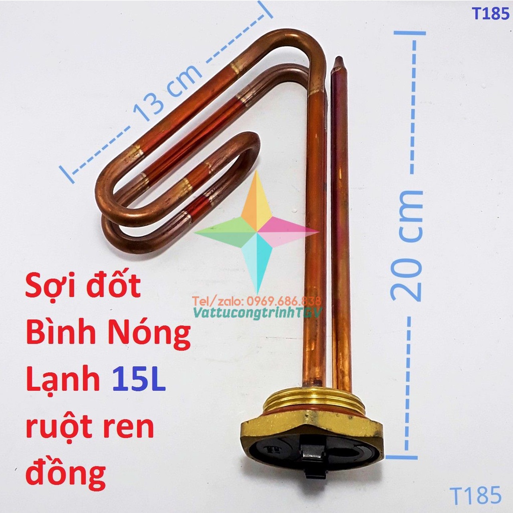 Ruột đốt Bình nóng lạnh 15L ruột ren đồng dài 20cm +13cm