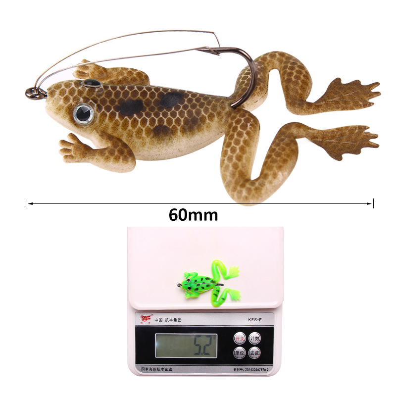 Set 4 Mồi Giả Nhử Cá Hình Ếch Đen 5.2g / 6cm Bằng Nhựa Mềm Gắn Kèm Móc Câu
