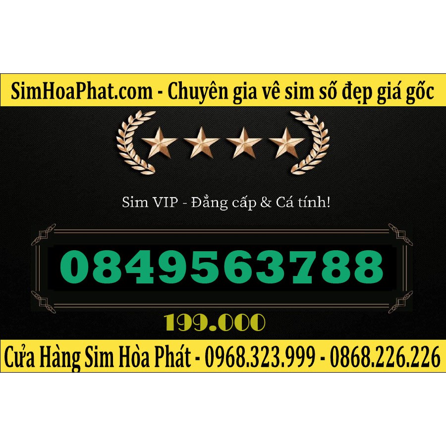 Bán Sim Số Đẹp Vinaphone 0849563788 Giá 199.000