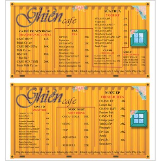 In Menu Giá Rẻ. Miễn Phí Thiết Kế