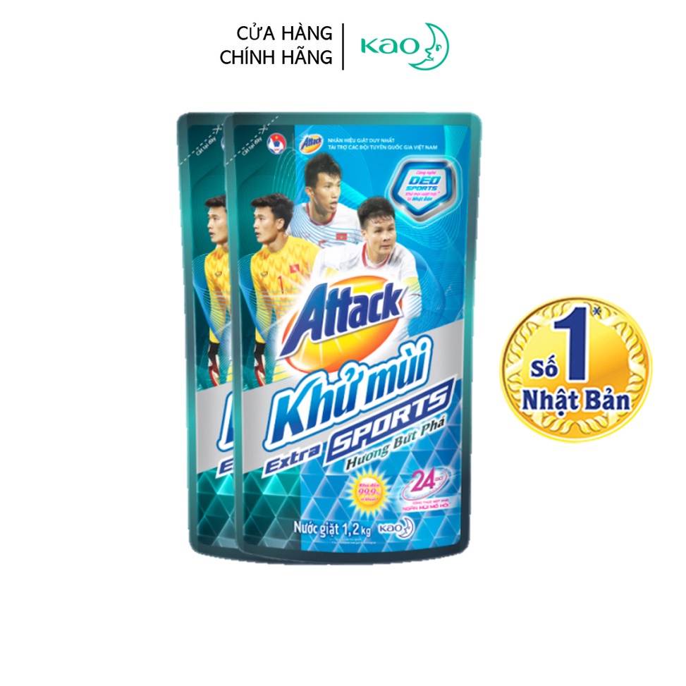 [Mã FMCGKAO52 giảm 8% đơn 250k] Combo 2 Nước giặt Attack Khử Mùi Extra Sport Bứt Phá túi 1.2kg