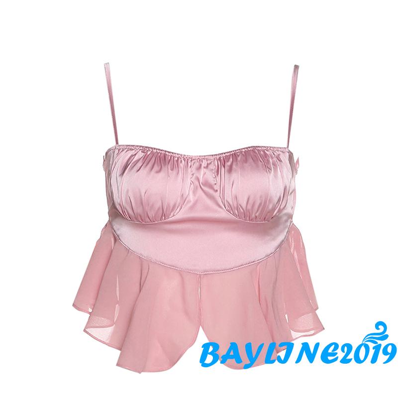 Áo Peplum Hai Dây Dáng Ôm Hở Lưng Màu Trơn Màu Sắc Thời Trang Cho Nữ