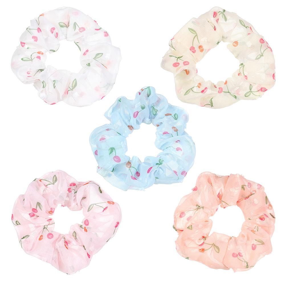 Dây Cột Tóc Chiffon Co Giãn Cao In Họa Tiết Hoa Anh Đào Phong Cách Hàn Quốc