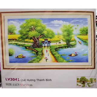 Tranh thêu chữ thập Quê hương thanh bình LV3041
