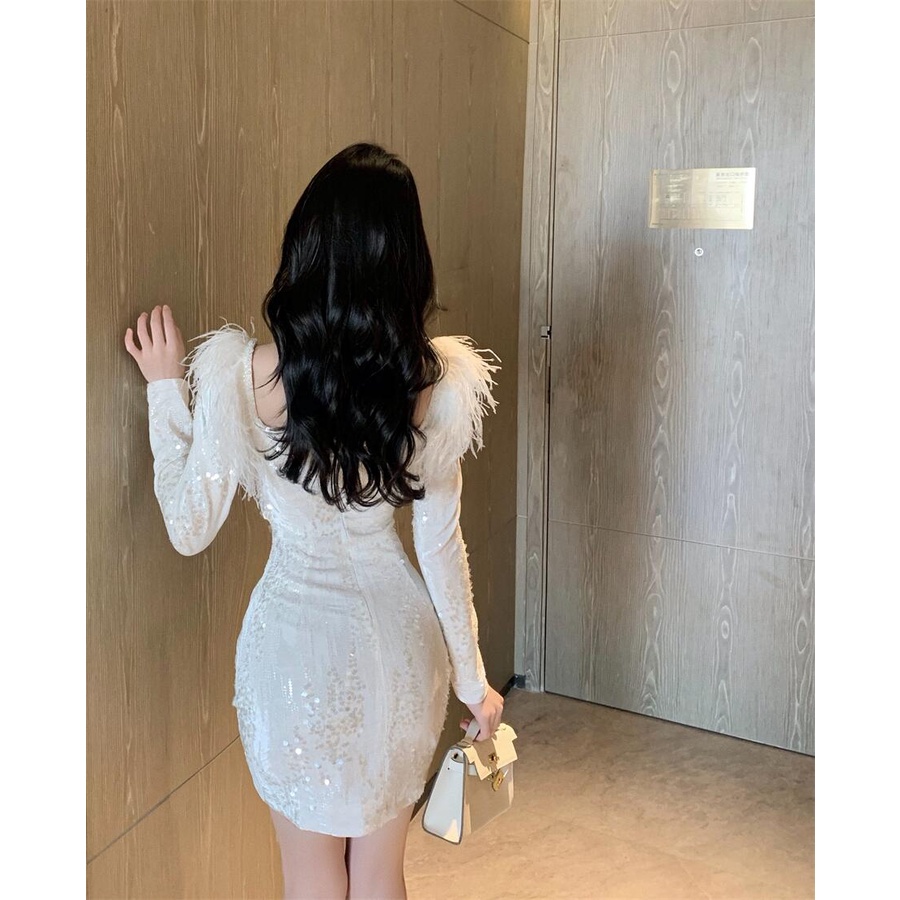 Đầm Váy Thiết Kế Body Ngắn 2 Màu Trắng Đen Phối Đính Đá Phong Cách Sang Chảnh Quyến Rũ Kiểu Mới Dự Tiệc Vải Đẹp Loại 1