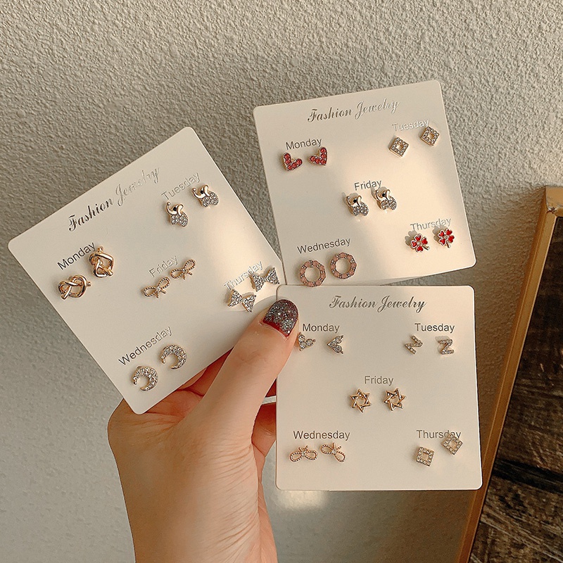Set 5 đôi khuyên tai kiểu dáng đơn giản trẻ trung xinh xắn cho nữ